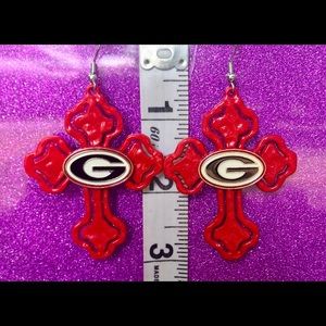 Cutout Cross Red Georgia Bulldogs Earrings
